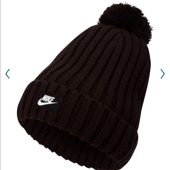 Nike Unisex Black Knit Removable Pom Beanie